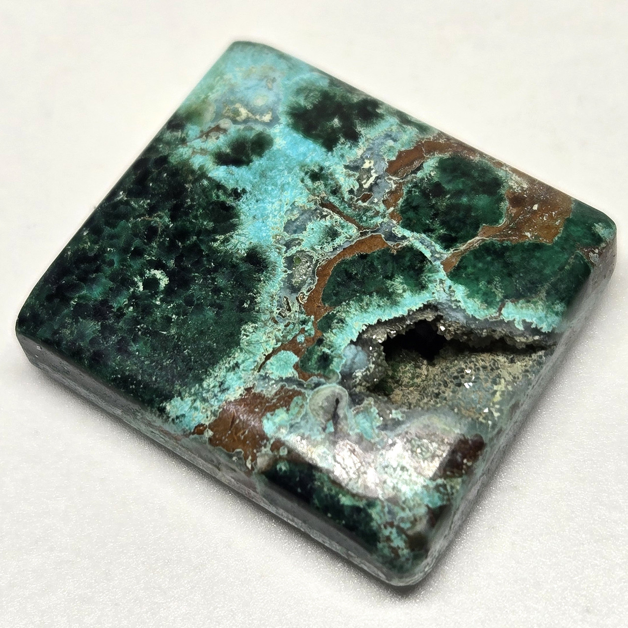 Хризоколла з друзою кварцу та халцедону — кабошон 31,3 карат., фото 1