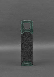 Чохол для вина 1.0 із фетру зі шкіряними вставками зелений Crazy Horse