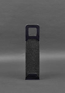 Чохол для вина 1.0 із фетру зі шкіряними вставками синій Краст