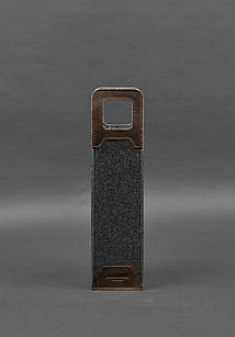 Чохол для вина 1.0 із фетру зі шкіряними вставками темно-коричневий Crazy Horse