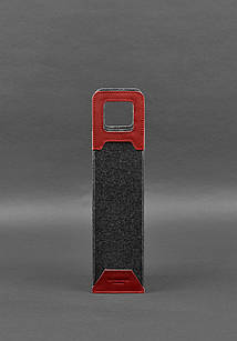 Чохол для вина 1.0 із фетру зі шкіряними вставками червоний Краст