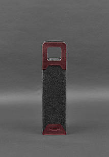 Чохол для вина 1.0 із фетру зі шкіряними вставками бордовий Crazy Horse