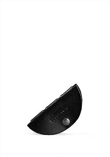 Шкіряний холдер для навушників та проводів вугільно-чорний