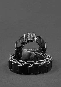 Жіночий шкіряний бохо-ремінь чорний краст