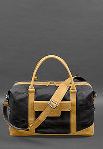 Дорожня сумка з канвасу та натуральної жовтої шкіри Crazy Horse