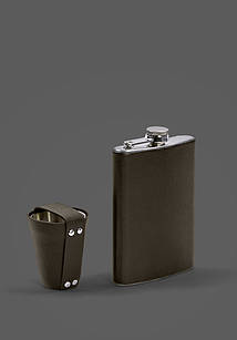 Набір з флягою та чарками у шкіряному чохлі темно-коричневий Crazy Horse