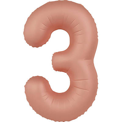 FlexMetal 40" Цифра Slim Димчасто рожева 3 Matte Vintage Rose Фольгована куля — В УП MrShar