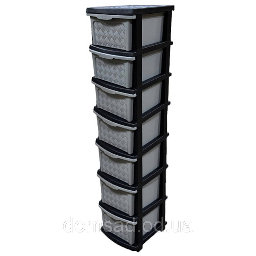 Комод пластиковий сіро-чорний "Компакт Плюс" 7 ярусів 146*40*34см R-Plastic