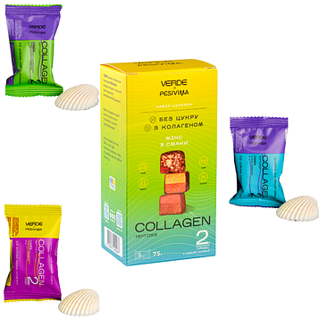 Набір цукерок з колагеном Collagen Мікс на 3 смаки Verde, 75 г