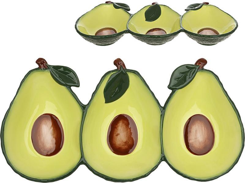 Менажниця керамічна Fruits "Авокадо" 31х16см, 3 секції