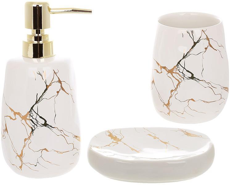 Набір аксесуарів Bright для ванної кімнати "Golden Marble" 3 предмети, кераміка