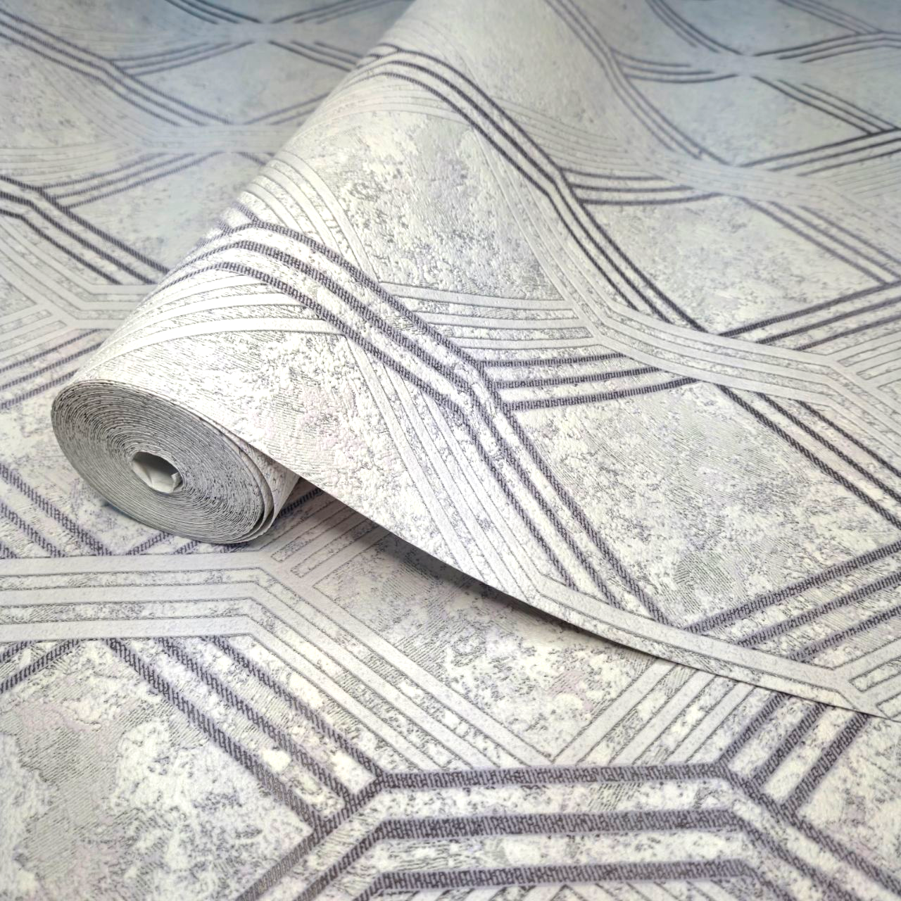 Шпалери вінілові 10.05 × 1.06 м Слов'янські шпалери 3687-03, сірі для спальні, вітальні, коридору, кімнати, фото 1