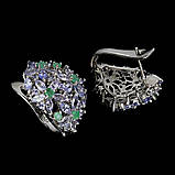 Сережки. Натуральний танзаніт і смарагд. Срібло 925., фото 3
