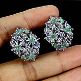 Сережки. Натуральний танзаніт і смарагд. Срібло 925., фото 2