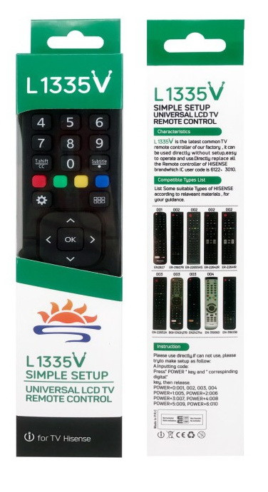 Пульт SYSTO універсальний для телевізорів HISENSE L1335V