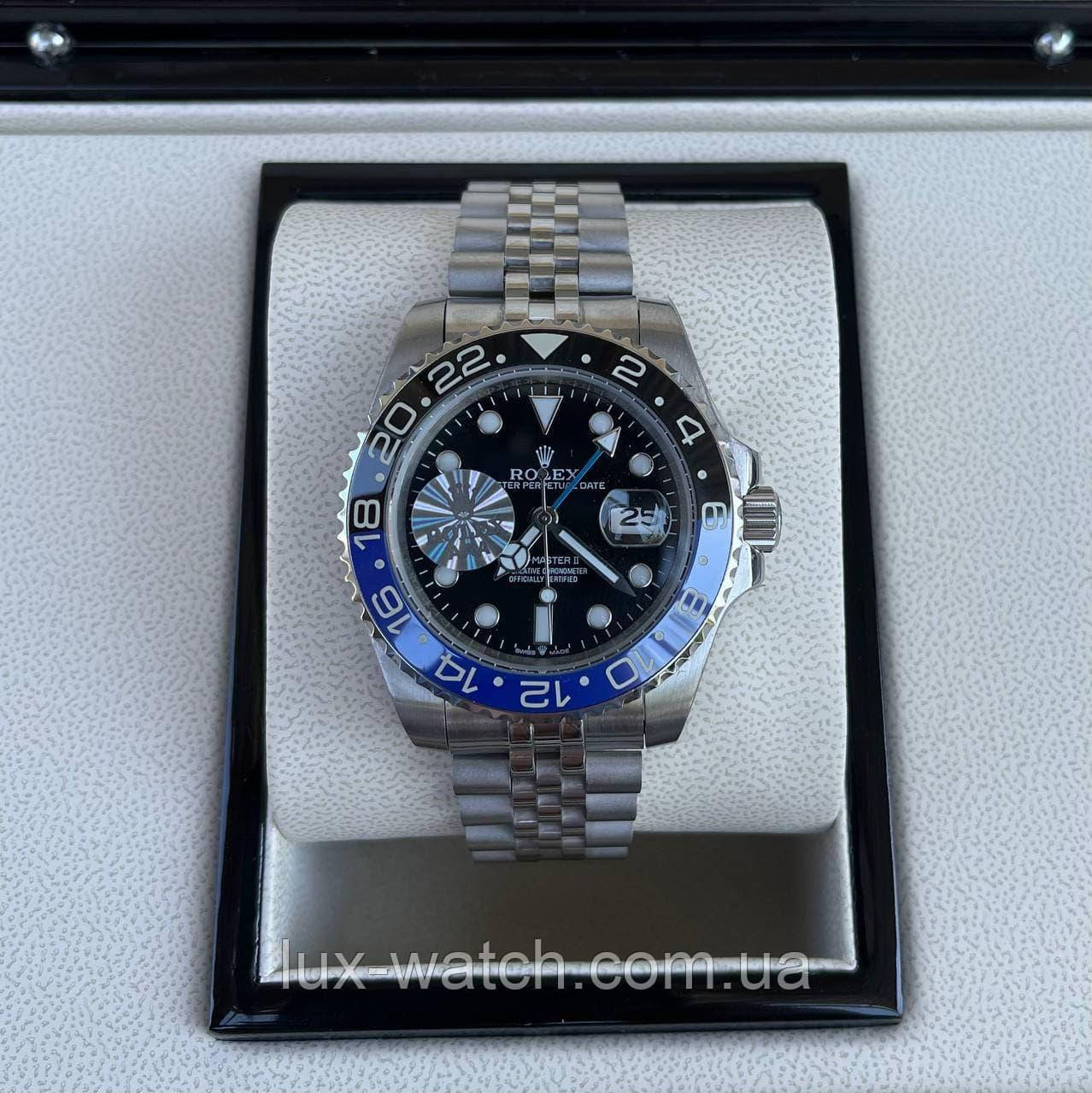 Наручний годинник R.o.l.e.x. GMT-Master II Silver-Blue-Black преміального ААА класу