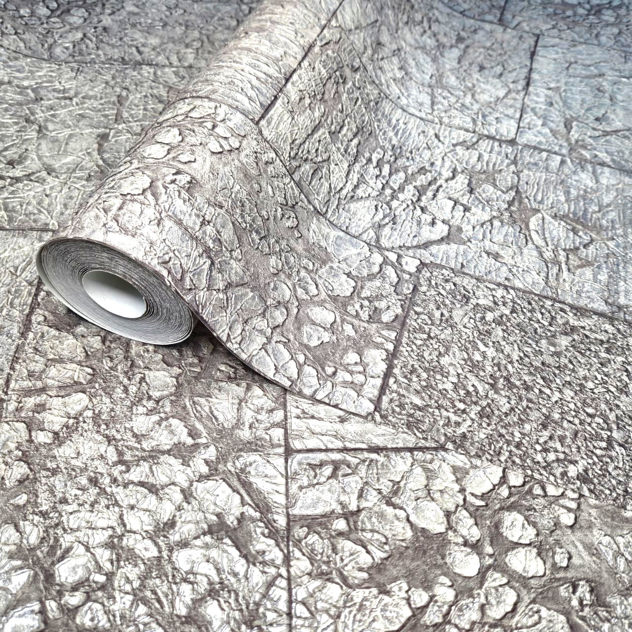 Шпалери вінілові 10.05 × 1.06 м Слов'янські шпалери 1570-03 сірі під камінь для вітальні, спальні, коридору, кабінету, фото 1