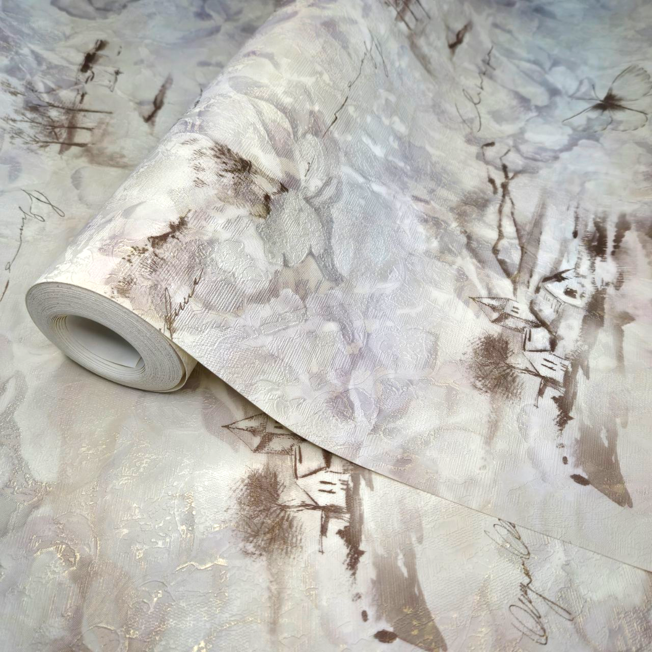 Шпалери вінілові 10 × 1.06 м Слов’янські шпалери 304-02, ніжні пастельні для спальні, вітальні, коридору, фото 1