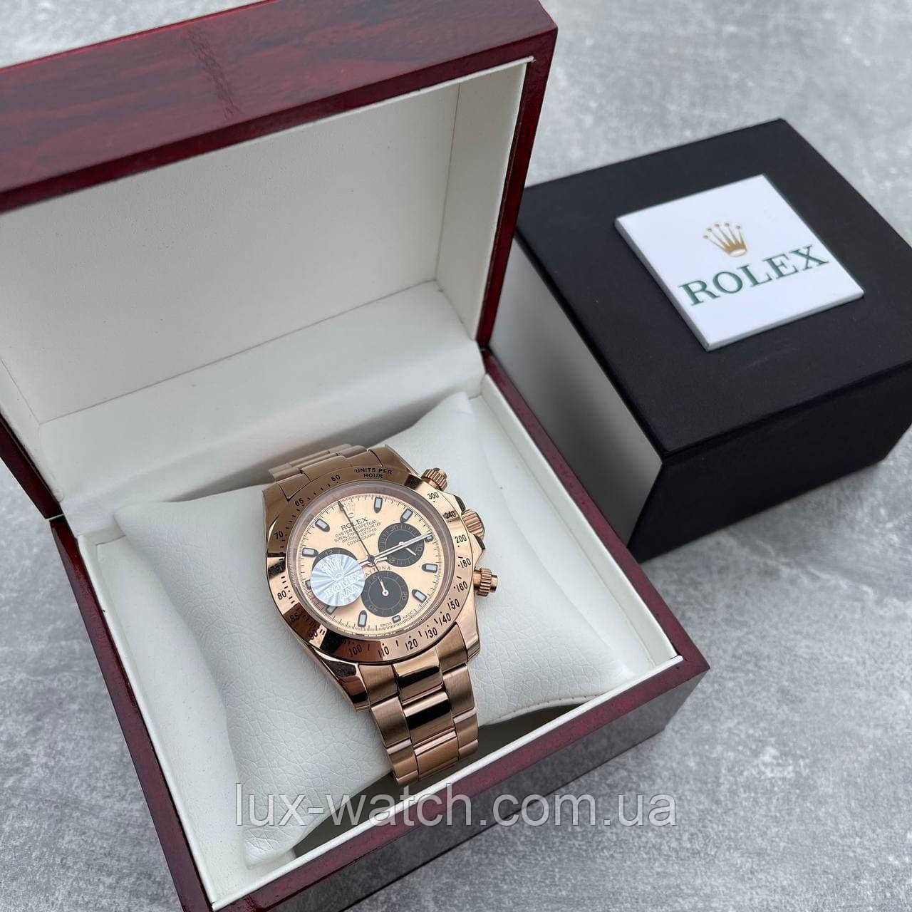 Годинник наручний чоловічий R/o/l/e/x/ Daytona Metal Gold-Black-Rose преміального ААА класу