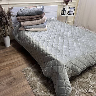 Велюрове покривало 220/240 Гермес Оливка розмір Євро