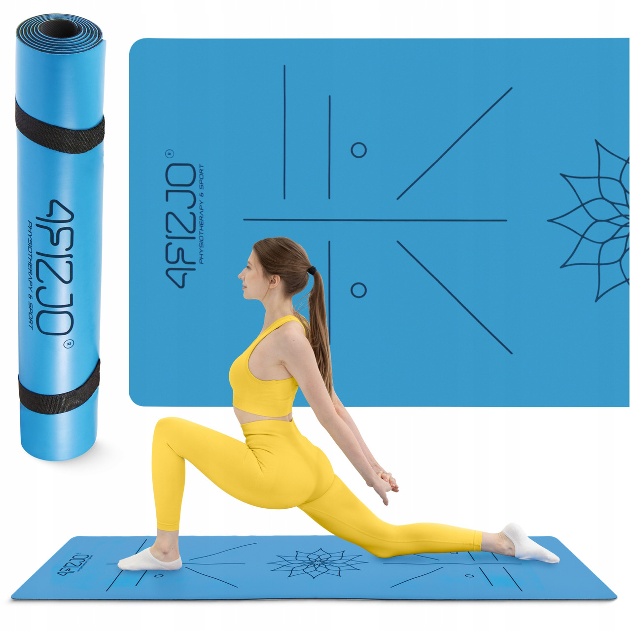 Килимок (мат) спортивний 4FIZJO PU 183 x 61 x 0.4 см для йоги та фітнесу Blue (P-5907739319555)