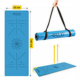 Килимок (мат) спортивний 4FIZJO PU 183 x 61 x 0.4 см для йоги та фітнесу Blue (P-5907739319555), фото 3