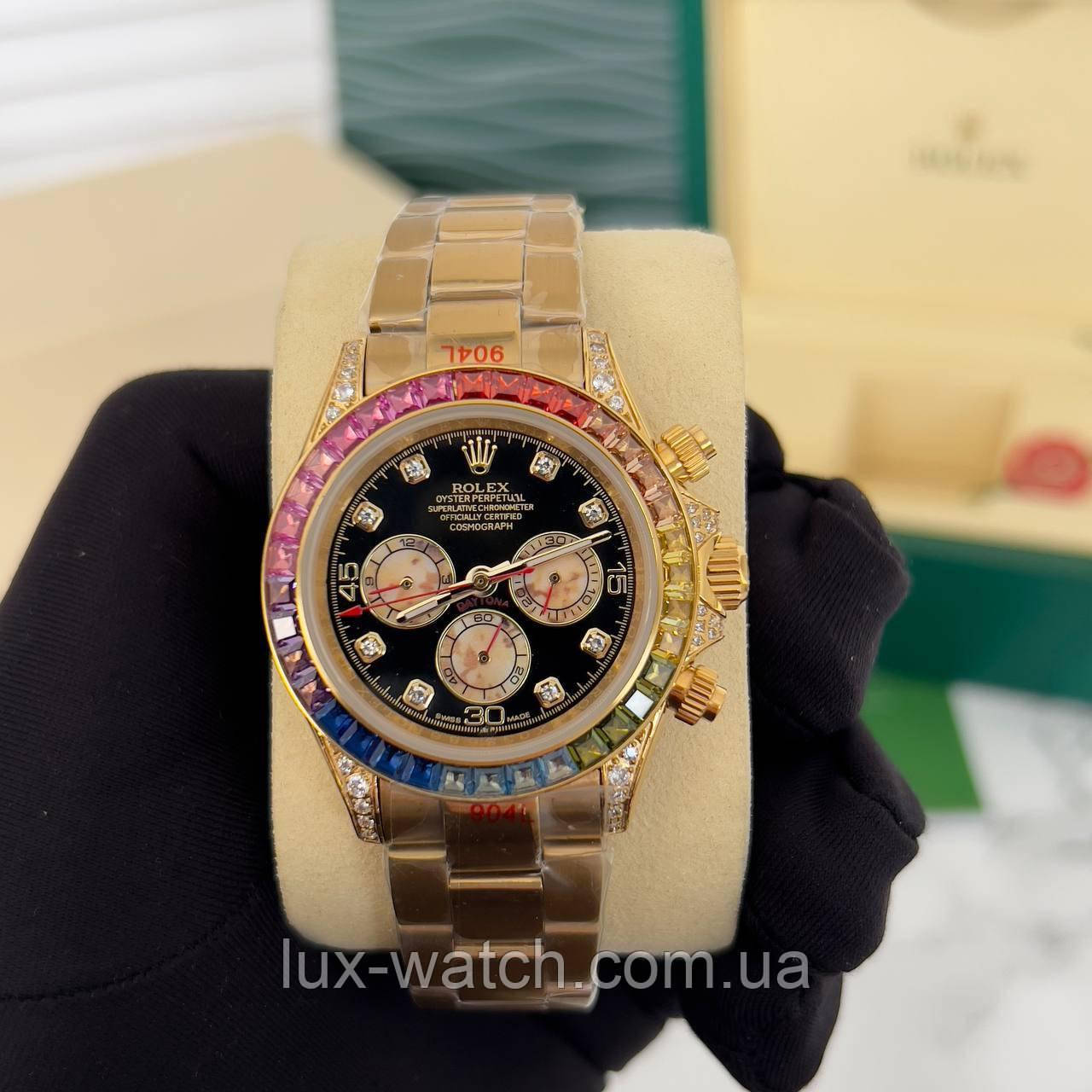 Годинник наручний чоловічий R/o/l/e/x/ Daytona Rainbow Gold-Black