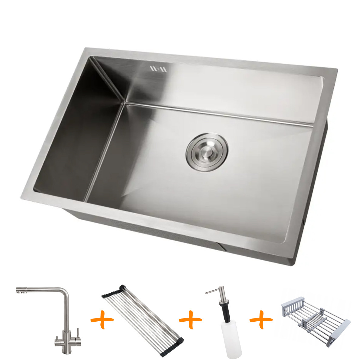 Комплект кухонної мийки та змішувача з нержавіючої сталі NS-6845, фото 1