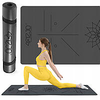 Килимок (мат) спортивний 4FIZJO PU 183 x 61 x 0.4 см для йоги та фітнесу Black (P-5907739319531)
