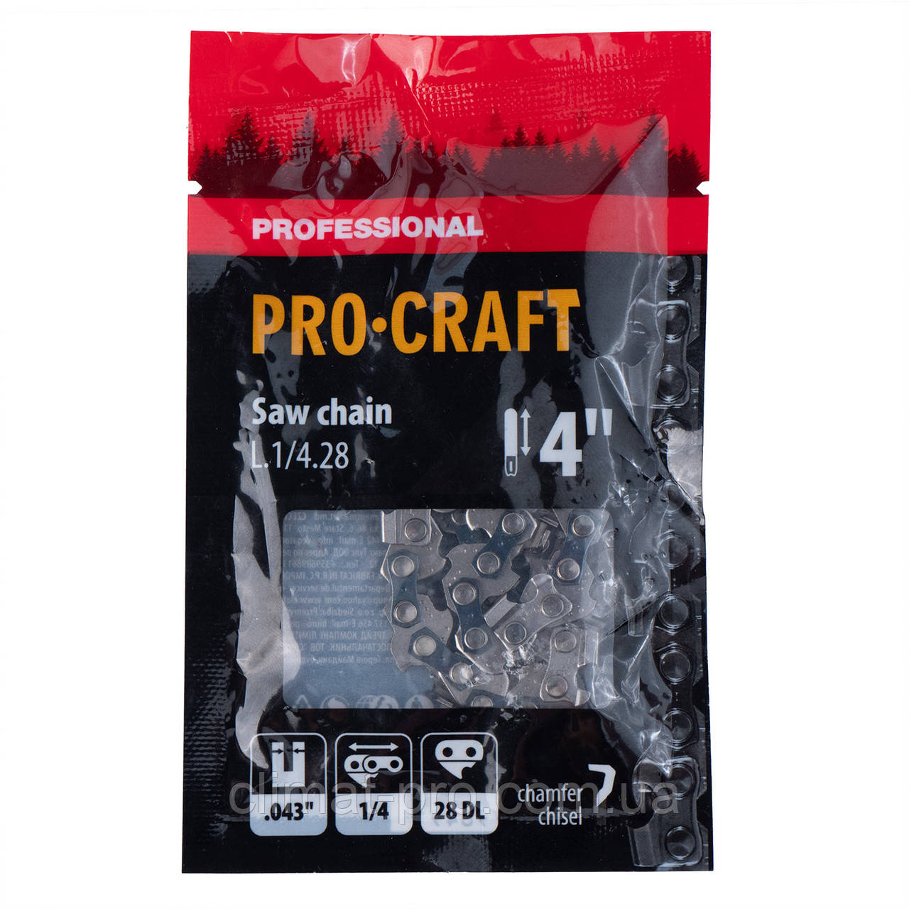 Ланцюг для ланцюгової пилки Procraft L.1/4.28 Universal 1/4" шаг 28 зв.
