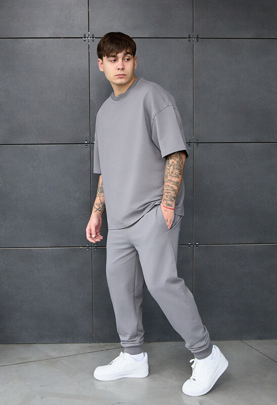 Спортивний оверсайз костюм Staff qix gray oversize premium