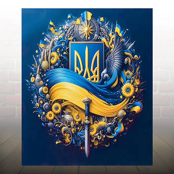 Алмазна живопис Український герб із прапором 50x40 см IMAGE50 У картонній коробці