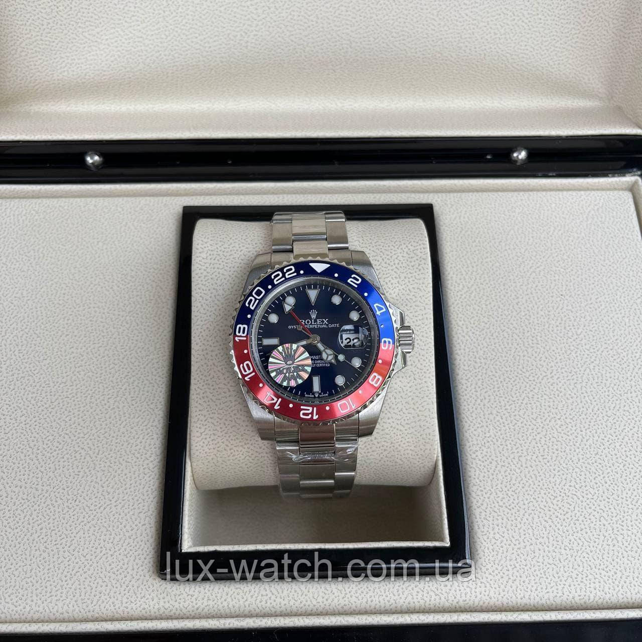 Годинник наручний R/o/l/e/x/GMT-Master II Silver-Blue-Red преміального ААА класу