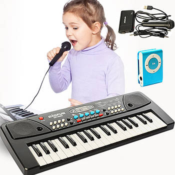 Синтезатор дитячий на 37 клавіш з мікрофоном та MP3 плеєром BF-430C4 Синтезатор із записом голосу Чорний