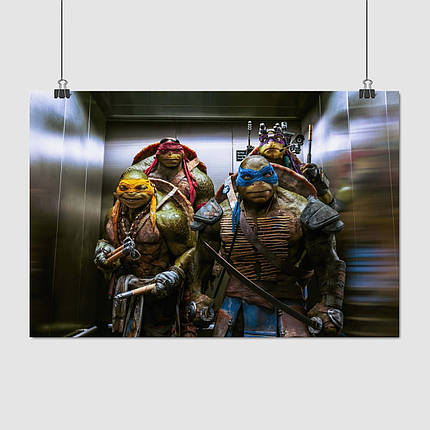 Плакат "Черепашки-ніндзя у лифті, TMNT, Ninja Turtles", 40×60см, фото 1