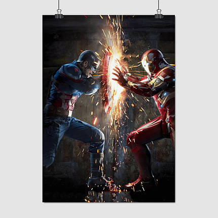 Плакат "Капітан Америка проти Залізної Людини, Captain America, Iron Man", 60×43см, фото 1