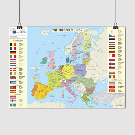 Плакат "Карта країн-членів ЕС та кандидатів, European Union", 42×60см, фото 1