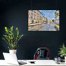 Плакат "Львів, Площа Ринок, трамвай біля Ратуші, Lviv", 40×60см, фото 3