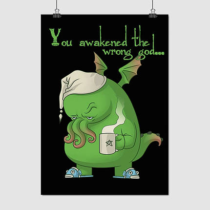Плакат "Ктулху, Лавкрафт, Ctulhu, You awaked the wrong god…", 60×42см, фото 1