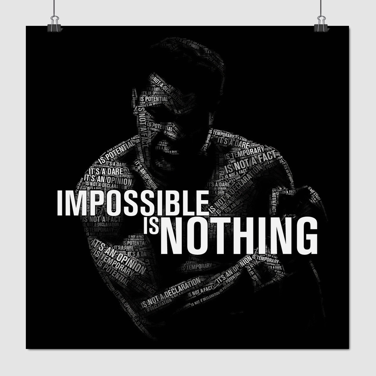 Плакат "Мохаммед Алі, цитата, Impossible is nothing", 60×60см
