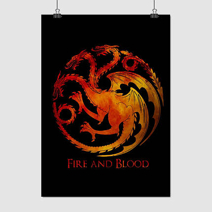 Плакат "Гра Престолів, Полум'я та Кров, GoT, Game of Thrones, Fire and Blood", 60×43см, фото 1