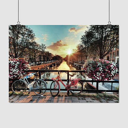 Плакат "Нідерланди, Амстердам, квіти та велосипеди, Amsterdam, Netherlands", 43×60см, фото 1