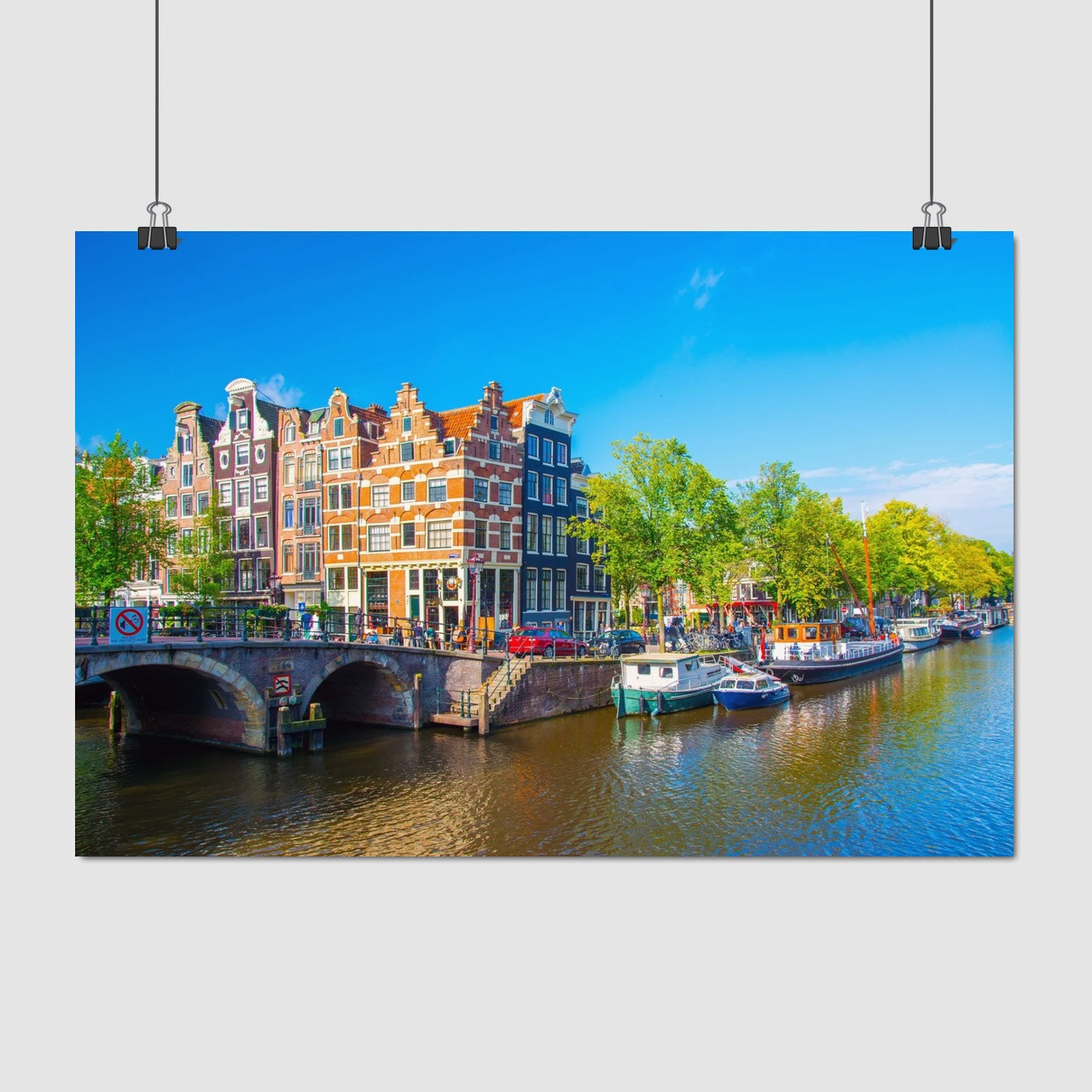 Плакат "Нідерланди, Амстердам, міст над каналом, Amsterdam, Netherlands", 40×60см