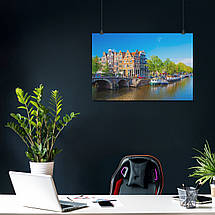Плакат "Нідерланди, Амстердам, міст над каналом, Amsterdam, Netherlands", 40×60см, фото 3