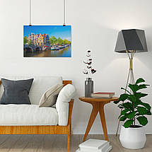 Плакат "Нідерланди, Амстердам, міст над каналом, Amsterdam, Netherlands", 40×60см, фото 4