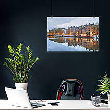 Плакат "Нідерланди, Амстердам, будинки відбиваються у воді, Amsterdam, Netherlands", 40×60см, фото 3