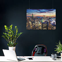Плакат "Захід сонця і хмарочоси, Нью-Йорк, New York", 43×60см, фото 3
