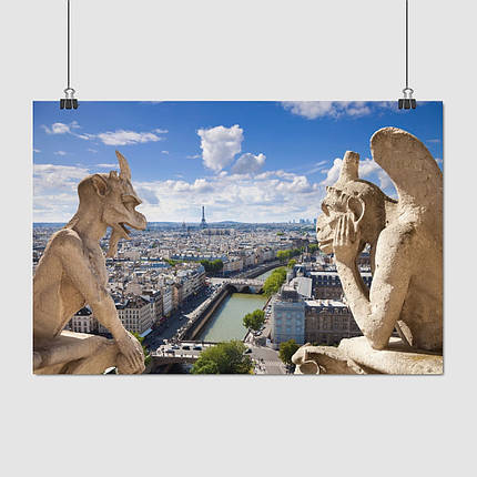 Плакат "Хімери Нотр-Дама, Париж, Paris, France", 40×60см, фото 1