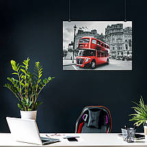 Плакат "Англія, червоний автобус на вулицях Лондона, London, England", 43×60см, фото 3