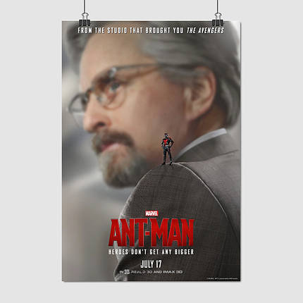 Плакат "Людина-мураха на плечі доктора Хенка Піма (Майкл Дуглас), Ant-Man (2015)", 60×41см, фото 1